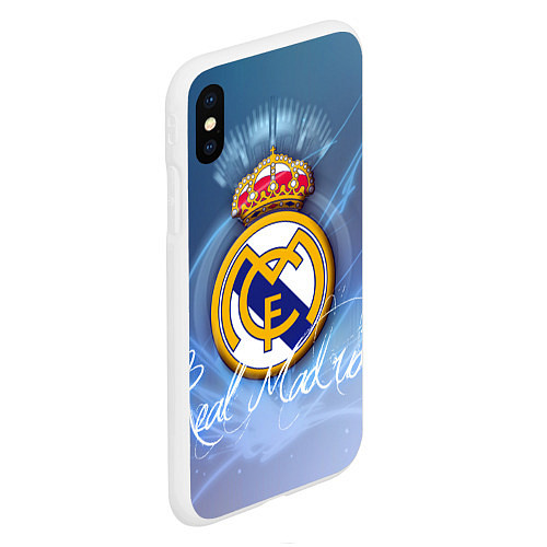 Чехол iPhone XS Max матовый FC РЕАЛ МАДРИД / 3D-Белый – фото 2