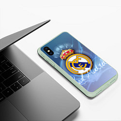 Чехол iPhone XS Max матовый FC РЕАЛ МАДРИД, цвет: 3D-салатовый — фото 2