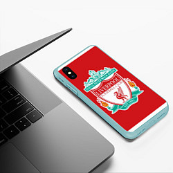 Чехол iPhone XS Max матовый F C LIVERPOOL, цвет: 3D-мятный — фото 2