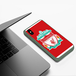 Чехол iPhone XS Max матовый F C LIVERPOOL, цвет: 3D-темно-зеленый — фото 2