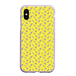 Чехол iPhone XS Max матовый Pineapple Pattern, цвет: 3D-светло-сиреневый