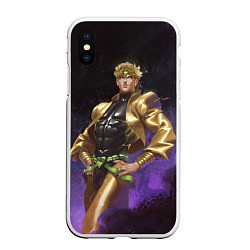 Чехол iPhone XS Max матовый Дио Брандо Космический из ДЖО джо, цвет: 3D-белый