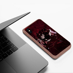 Чехол iPhone XS Max матовый Аста Черный клевер Red style, цвет: 3D-коричневый — фото 2