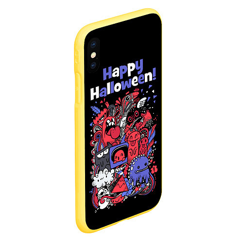 Чехол iPhone XS Max матовый Монстры на Хеллоуин / 3D-Желтый – фото 2