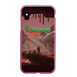 Чехол iPhone XS Max матовый Terraria Тэррария, цвет: 3D-малиновый