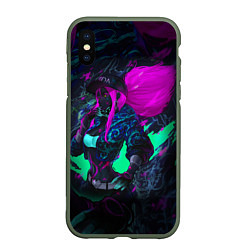 Чехол iPhone XS Max матовый KDA AKALI NEON АКАЛИ НЕОН LEAGUE OF LEGENDS, цвет: 3D-темно-зеленый