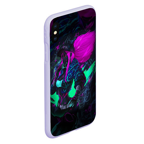 Чехол iPhone XS Max матовый KDA AKALI NEON АКАЛИ НЕОН LEAGUE OF LEGENDS / 3D-Светло-сиреневый – фото 2