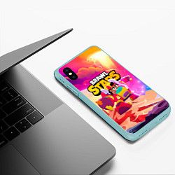 Чехол iPhone XS Max матовый Опасная Meg Brawl Stars, цвет: 3D-мятный — фото 2