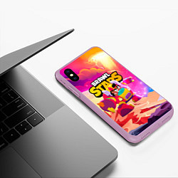 Чехол iPhone XS Max матовый Опасная Meg Brawl Stars, цвет: 3D-сиреневый — фото 2