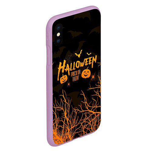 Чехол iPhone XS Max матовый HALLOWEEN FOREST BATS ЛЕТУЧИЕ МЫШИ В ЛЕСУ ХЕЛЛОУИН / 3D-Сиреневый – фото 2