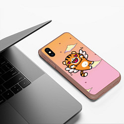 Чехол iPhone XS Max матовый Милый влюбленный тигренок, цвет: 3D-коричневый — фото 2