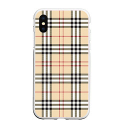 Чехол iPhone XS Max матовый Клетчатый принт в стиле Burberry