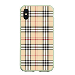 Чехол iPhone XS Max матовый Клетчатый принт в стиле Burberry, цвет: 3D-салатовый