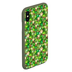 Чехол iPhone XS Max матовый Новогодние Игрушки украшения, цвет: 3D-темно-зеленый — фото 2