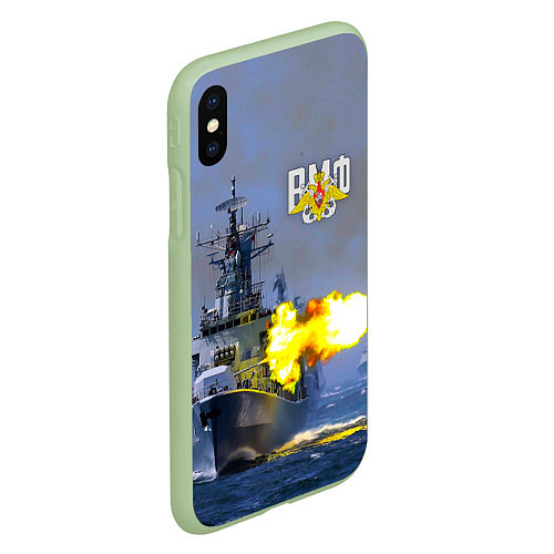Чехол iPhone XS Max матовый Выстрел из крейсера / 3D-Салатовый – фото 2
