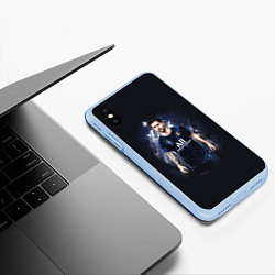 Чехол iPhone XS Max матовый Lionel Messi Paris Saint-Germain, цвет: 3D-голубой — фото 2