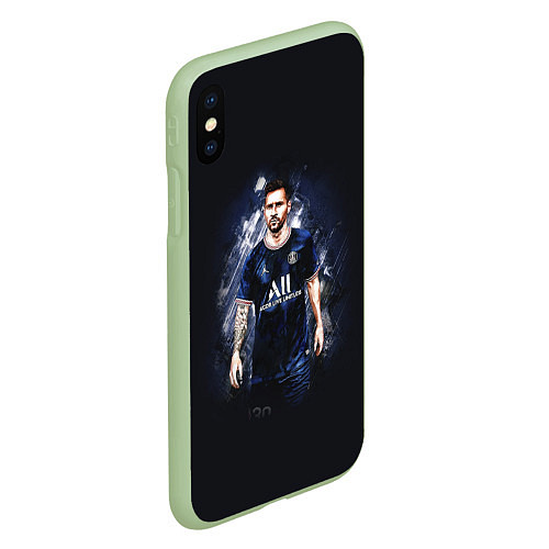 Чехол iPhone XS Max матовый Lionel Messi Paris Saint-Germain / 3D-Салатовый – фото 2