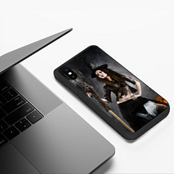 Чехол iPhone XS Max матовый Милая ведьма с метлой, цвет: 3D-черный — фото 2