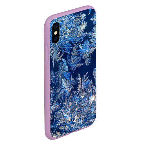 Чехол iPhone XS Max матовый Снежинки макро snowflakes macro / 3D-Сиреневый – фото 2