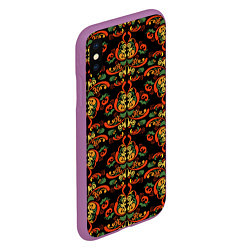 Чехол iPhone XS Max матовый Хохломские узоры II black, цвет: 3D-фиолетовый — фото 2