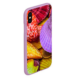 Чехол iPhone XS Max матовый Разноцветные ракушки multicolored seashells, цвет: 3D-сиреневый — фото 2