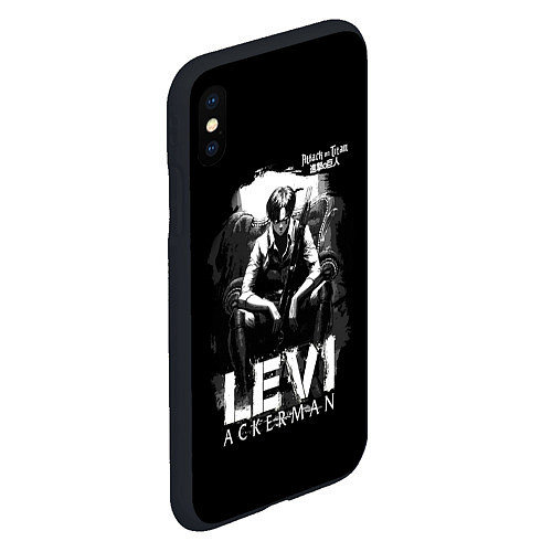 Чехол iPhone XS Max матовый LEVI ACKERMAN Attack on Titan / 3D-Черный – фото 2