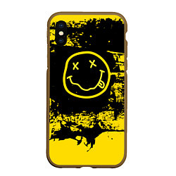 Чехол iPhone XS Max матовый Нирвана Гранж Nirvana Smile, цвет: 3D-коричневый