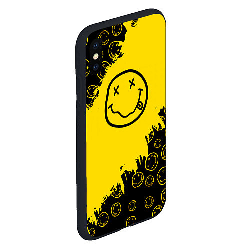 Чехол iPhone XS Max матовый Nirvana Smile Нирвана Рваный Паттерн / 3D-Черный – фото 2