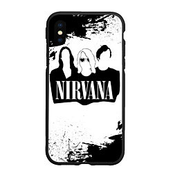 Чехол iPhone XS Max матовый Нирвана Рок Группа Гранж ЧБ Nirvana, цвет: 3D-черный