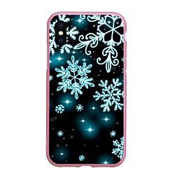 Чехол iPhone XS Max матовый Космические снежинки