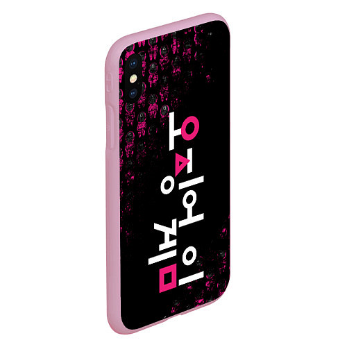 Чехол iPhone XS Max матовый SQUID GAME ПАТТЕРН СТРАЖЕЙ / 3D-Розовый – фото 2