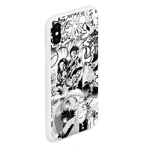Чехол iPhone XS Max матовый Клинок, рассекающий демонов, МАНГА / 3D-Белый – фото 2