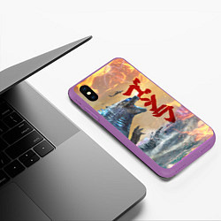 Чехол iPhone XS Max матовый ГОДЗИЛЛА АТАКУЕТ!, цвет: 3D-фиолетовый — фото 2