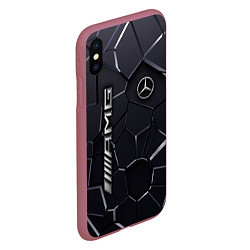 Чехол iPhone XS Max матовый Mercedes AMG 3D плиты, цвет: 3D-малиновый — фото 2