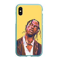 Чехол iPhone XS Max матовый Travis art, цвет: 3D-мятный