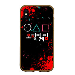 Чехол iPhone XS Max матовый Игра в кальмара брызги крови