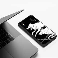 Чехол iPhone XS Max матовый Белые волки, цвет: 3D-черный — фото 2