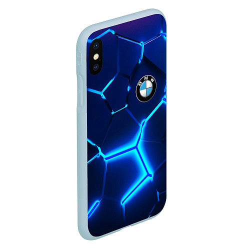 Чехол iPhone XS Max матовый BMW LOGO 3Д ПЛИТЫ ГЕОМЕТРИЯ / 3D-Голубой – фото 2