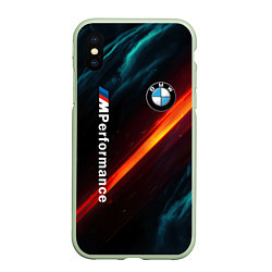 Чехол iPhone XS Max матовый BMW M PERFORMANCE NEON БМВ М НЕОН, цвет: 3D-салатовый