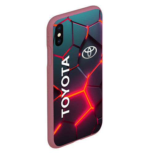 Чехол iPhone XS Max матовый TOYOTA 3D NEON ТОЙОТА 3Д ПЛИТЫ НЕОН / 3D-Малиновый – фото 2