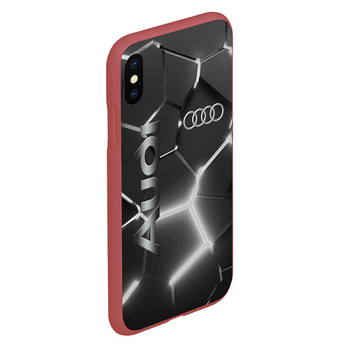 Чехол iPhone XS Max матовый AUDI GREY 3D ПЛИТЫ / 3D-Красный – фото 2