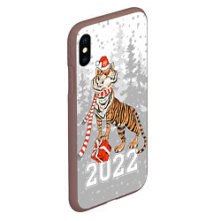 Чехол iPhone XS Max матовый Тигр с подарками, цвет: 3D-коричневый — фото 2