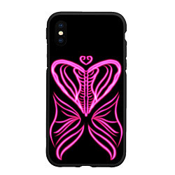 Чехол iPhone XS Max матовый Бабочка любви, цвет: 3D-черный