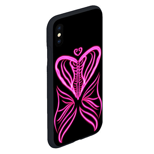 Чехол iPhone XS Max матовый Бабочка любви / 3D-Черный – фото 2