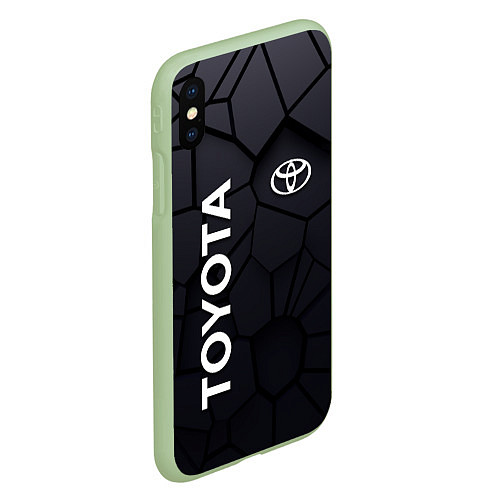 Чехол iPhone XS Max матовый Toyota 3D плиты / 3D-Салатовый – фото 2