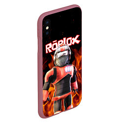Чехол iPhone XS Max матовый ROBLOX FIRE РОБЛОКС ОГОНЬ ПОЖАРНЫЙ, цвет: 3D-малиновый — фото 2