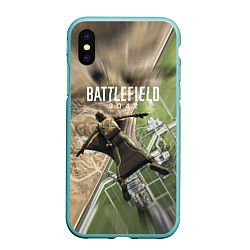 Чехол iPhone XS Max матовый ВЫСАДКА BATTLEFIELD 2042, цвет: 3D-мятный