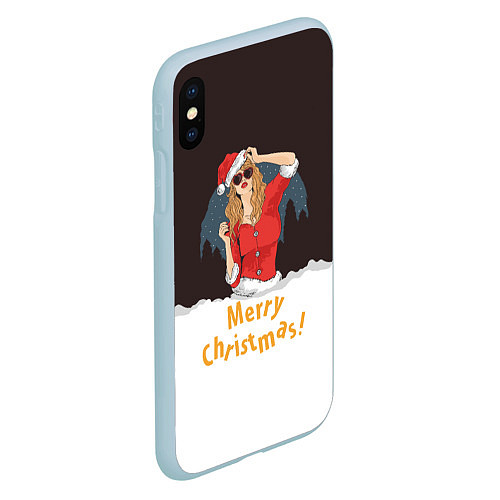 Чехол iPhone XS Max матовый Снегурка Merry Christmas / 3D-Голубой – фото 2