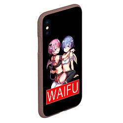 Чехол iPhone XS Max матовый Рем и рам вайфу Re zero ahegao, цвет: 3D-коричневый — фото 2