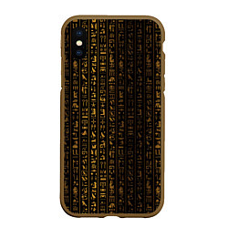 Чехол iPhone XS Max матовый ЕГИПЕТСКИЕ ИЕРОГЛИФЫ ЗОЛОТОМ, цвет: 3D-коричневый